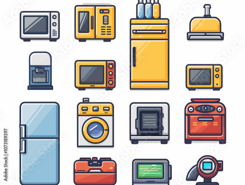 Household appliances icons set. Flat illustration appliances icons for web