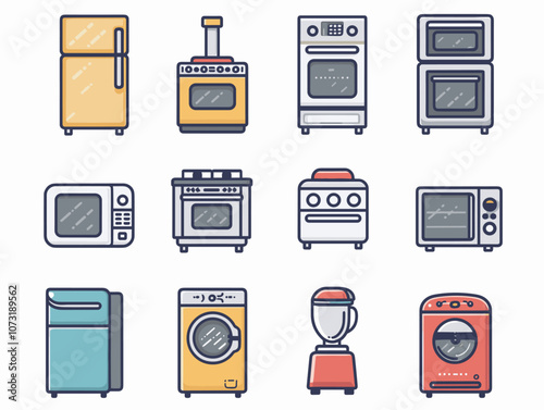 Household appliances icons set. Flat illustration appliances icons for web