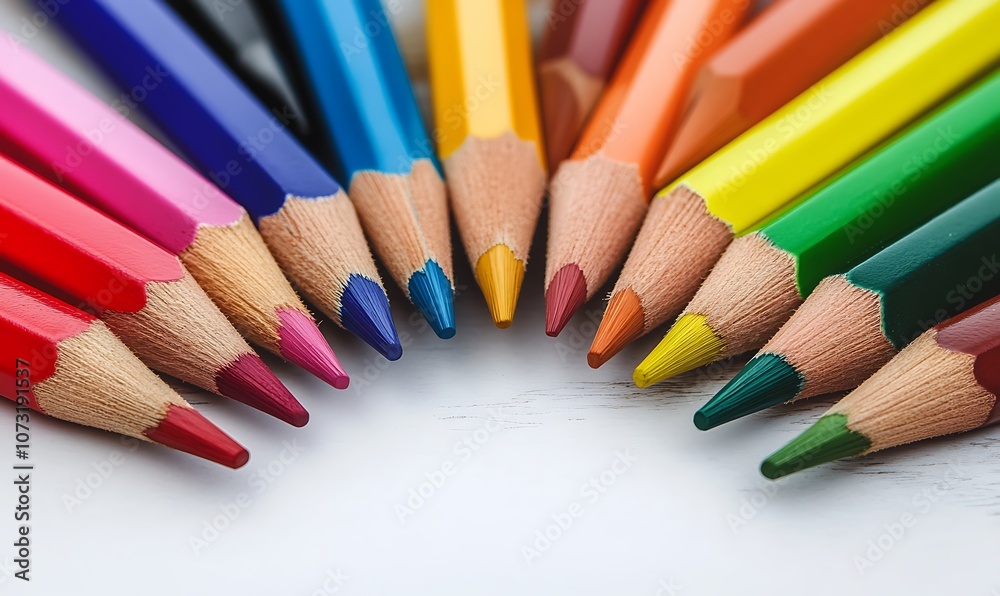 colorful pencils on beige background Copy space colorful pencils on beige background Copy space