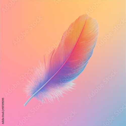 Vibrant Feather with Colorful Gradient Background