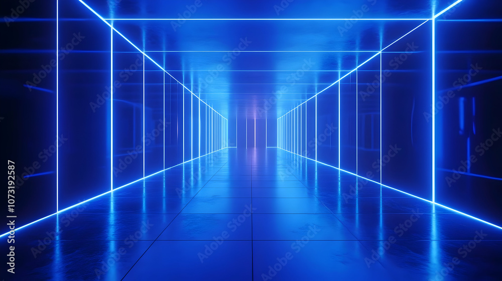 A glowing blue neon tunnel with intersecting lines, creating a sleek and immersive digital corridor design. A glowing blue neon tunnel with intersecting lines, creating a sleek and immersive digital corridor design.