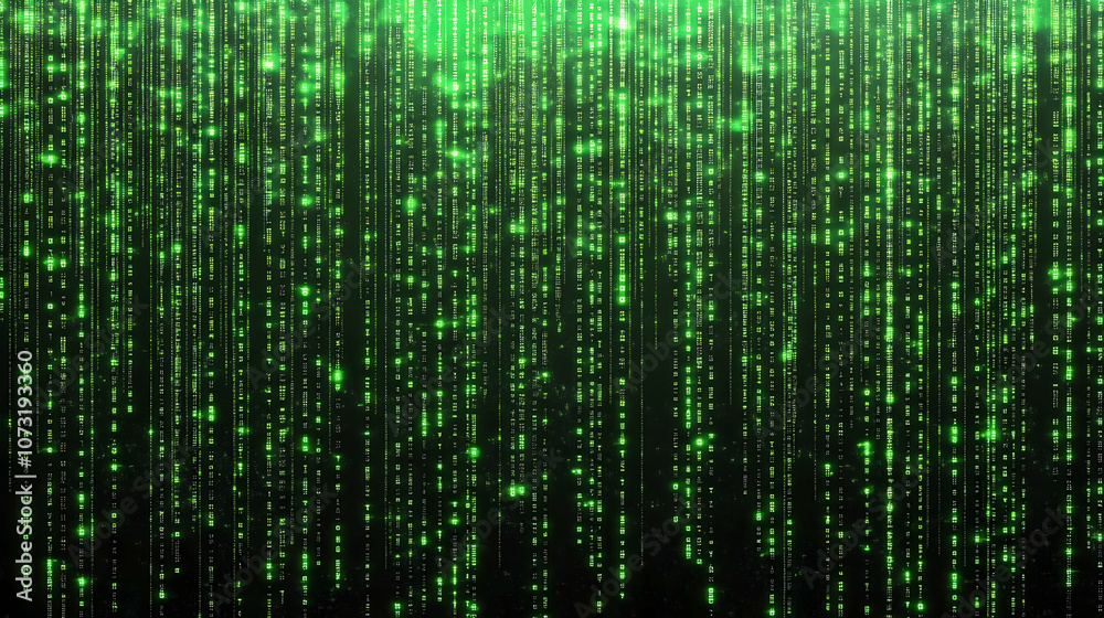 A matrix-inspired green glowing digital rain with cascading light trails, evoking a futuristic tech atmosphere. A matrix-inspired green glowing digital rain with cascading light trails, evoking a futuristic tech atmosphere.