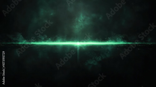 Glowing green flare crossing the black backdrop horizontally, offering an elegant, minimalist look with a striking modern design