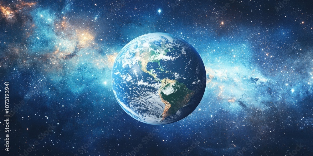 Obraz premium Earth from Space with Stars