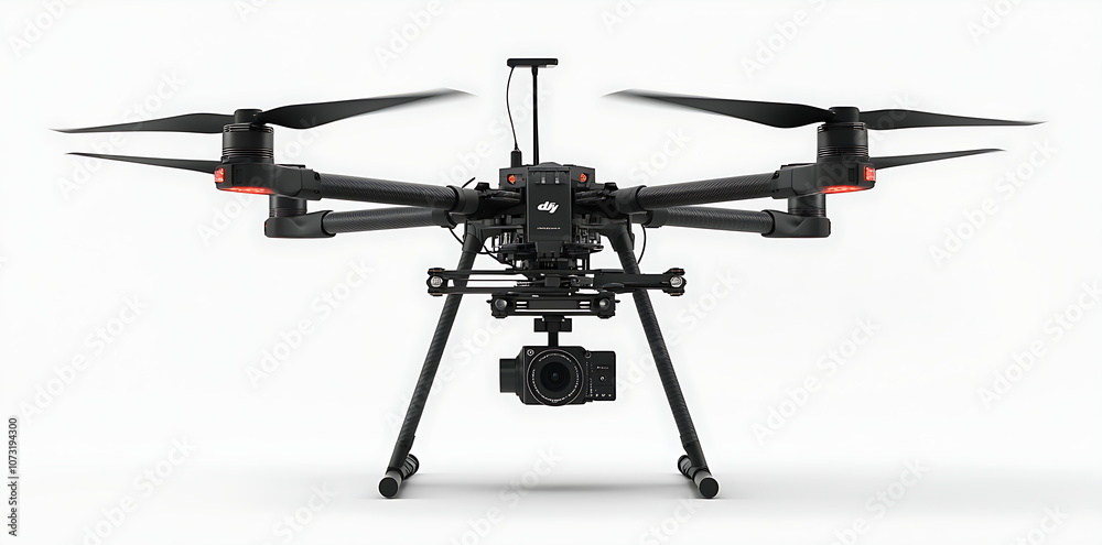 Professional filming drone 3D rendering isolated on transparent background Professional filming drone 3D rendering isolated on transparent background