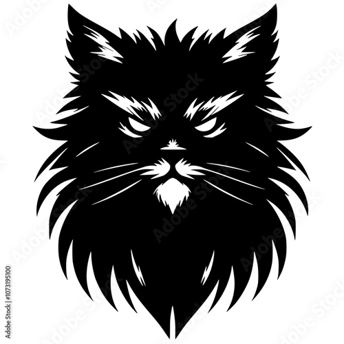 Angry cat face silhouette