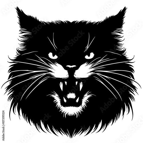 Angry cat face silhouette