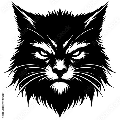 Angry cat face silhouette