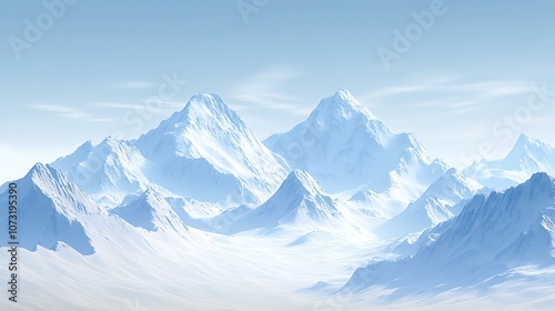 Snowy Mountain Range with Clear Blue Sky