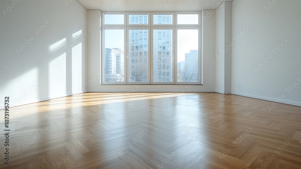 Bright and spacious empty room showcasing modern architecture and natural light Bright and spacious empty room showcasing modern architecture and natural light