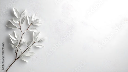 Explore the beauty of minimalist white leaves against a soft background for tranquil aesthetics