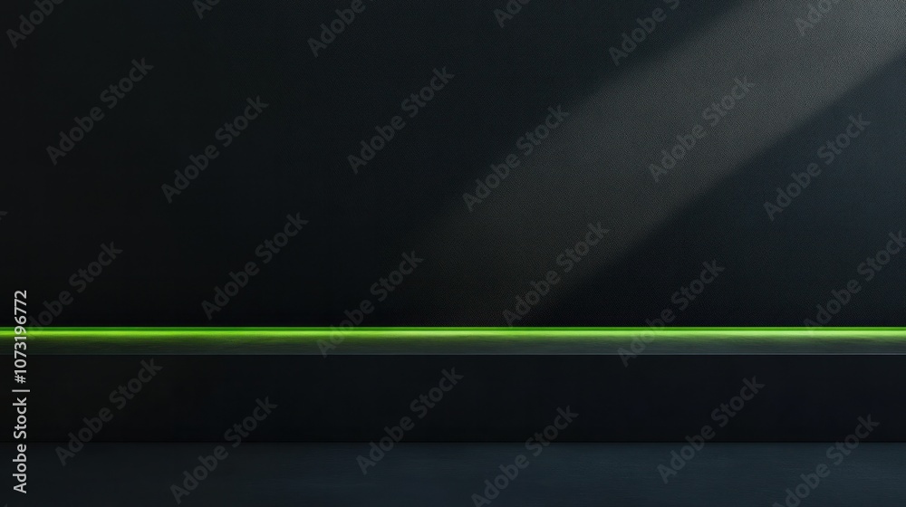 Horizontal green streak cutting across the smooth black canvas, evoking a sophisticated and clean design with sleek modern elegance Horizontal green streak cutting across the smooth black canvas, evoking a sophisticated and clean design with sleek modern elegance
