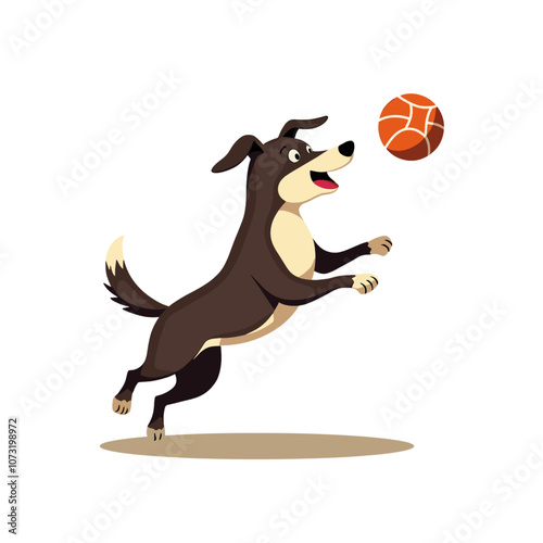 A cute playful dog playing with a ball