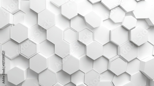 A modern, textured hexagonal pattern in clean white tones, creating a sleek and minimalistic background.