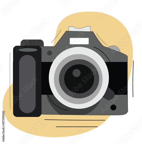 camera is an optical machine or device for taking photos or videos. Digital camera display.