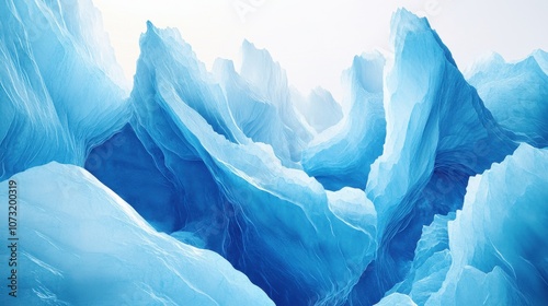 Wallpaper Mural A stunning abstract depiction of icy mountain peaks in various shades of blue, evoking a serene and tranquil mood. Torontodigital.ca