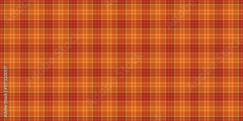 Tracery vector tartan plaid, valentine check fabric texture. Customer seamless textile pattern background in orange and red colors.