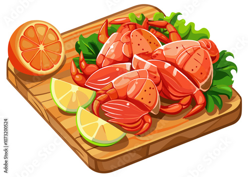  illustration of top view of crab fillets