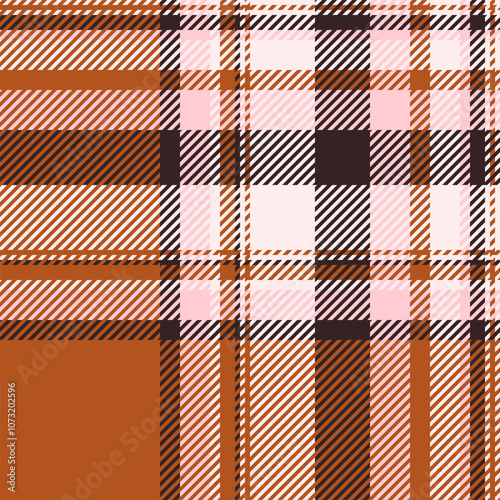 Gift paper check plaid textile, duvet cover pattern fabric seamless. Printout background texture tartan vector in orange and white colors.
