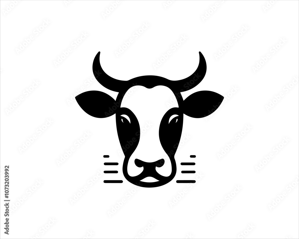 Cow head logo vector. Animal farm. Cow icon vector illustration.