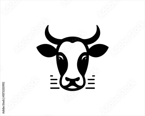Cow head logo vector. Animal farm. Cow icon vector illustration.