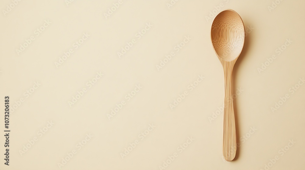 A wooden spoon on a beige background. A wooden spoon on a beige background.