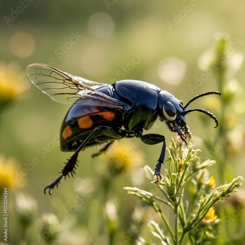 Dynamic Elegance: Cosnard's Net-Winged Beetle in Motion photo