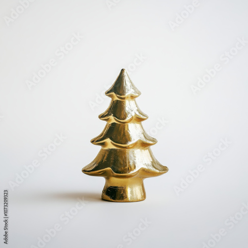 Gold Metallic Christmas Tree Figurine, Elegant Festive Holiday Home Decor