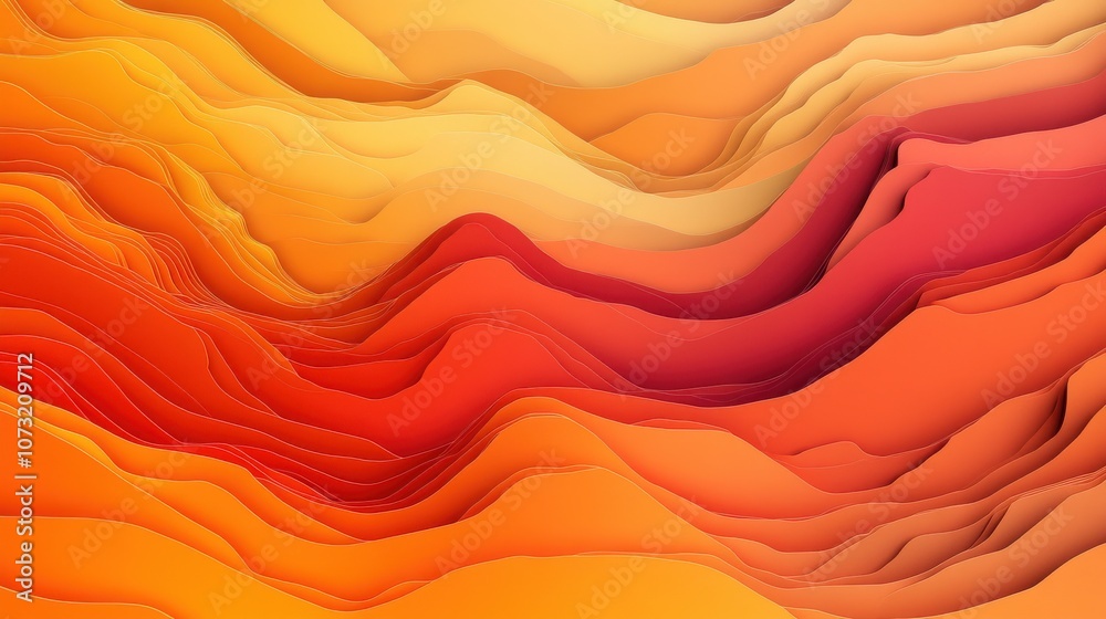 Vibrant abstract waves in shades of orange, yellow, and red create a dynamic and warm atmosphere. Vibrant abstract waves in shades of orange, yellow, and red create a dynamic and warm atmosphere.