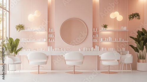 Minimalist Pink Salon Interior Design