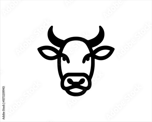 Cow head logo vector. Animal farm. Cow icon vector illustration.