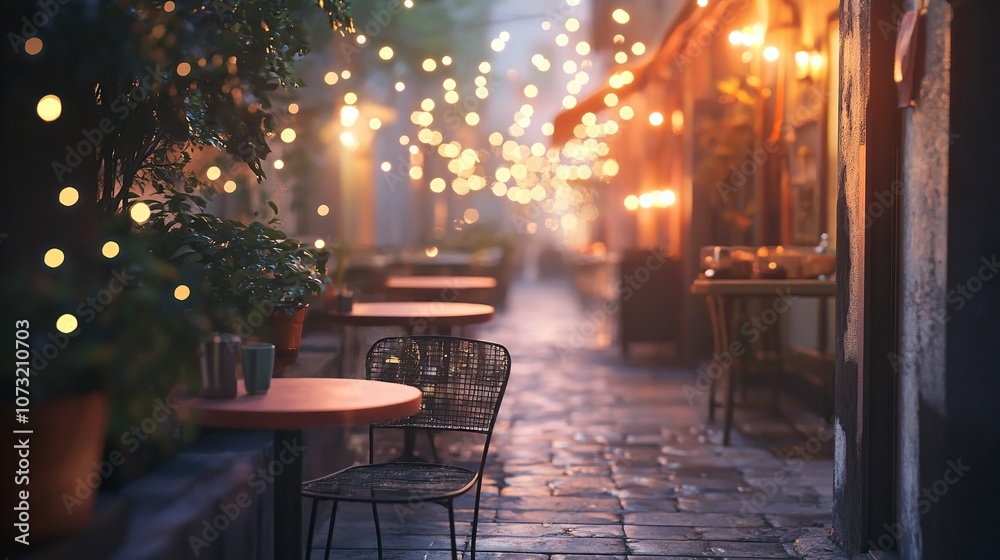 cafe light terrace view from outside long distance lens .generative ai cafe light terrace view from outside long distance lens .generative ai
