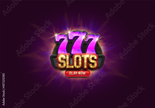Lucky sevens. Mega Slots. Casino banner on a bright background. Vector illustration.