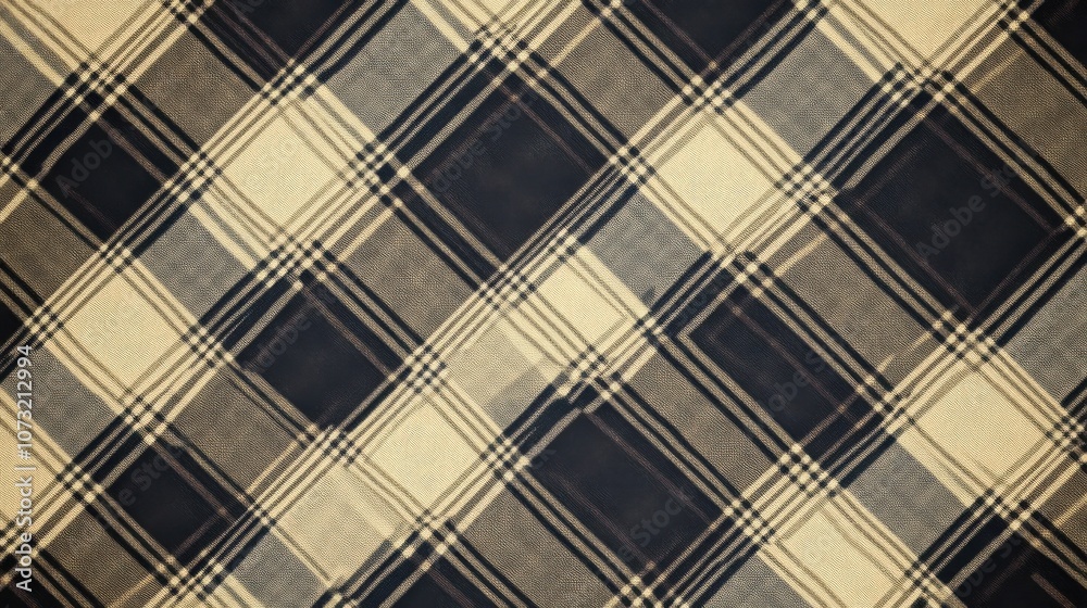Elegant plaid pattern featuring dark navy and cream colors, perfect for fabric designs or backgrounds. Elegant plaid pattern featuring dark navy and cream colors, perfect for fabric designs or backgrounds.