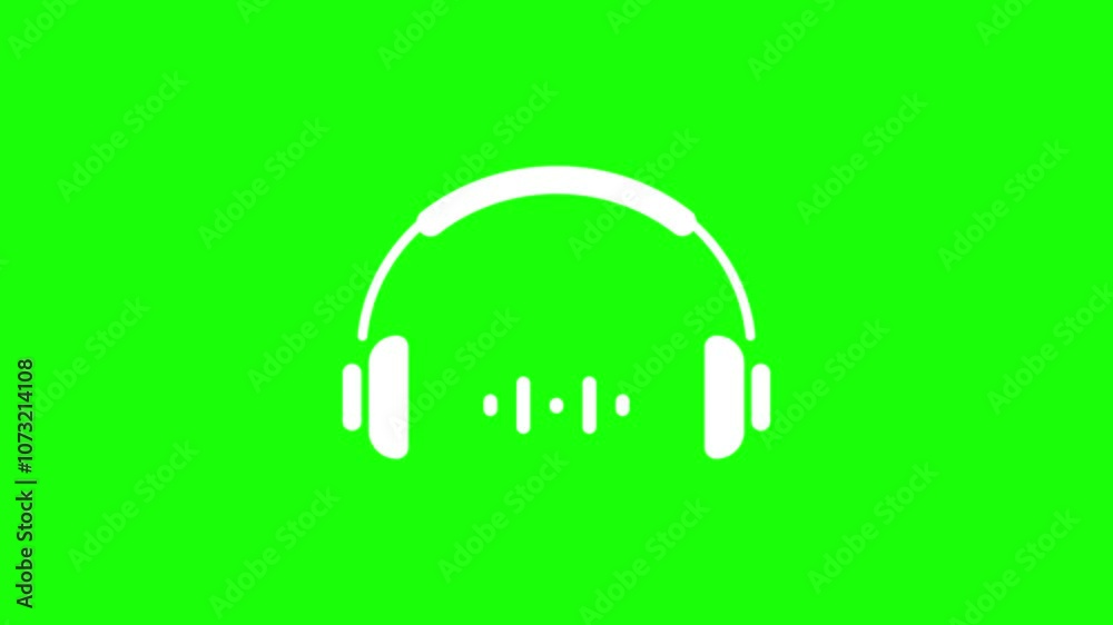headphone icon animated music note sound wave headphone green screen looping 4k headphone icon animated music note sound wave headphone green screen looping 4k