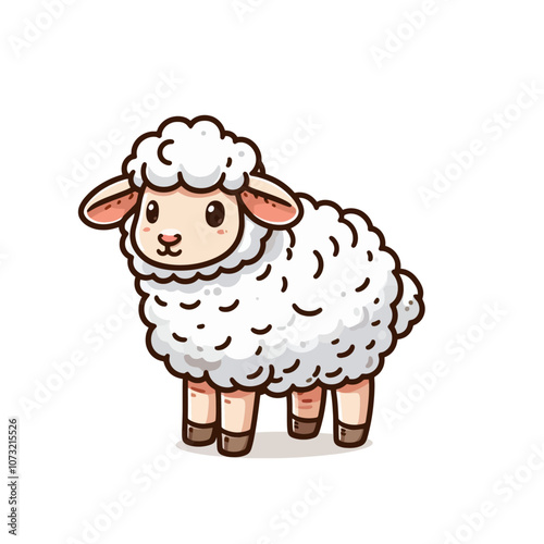 Cute little cartoon sheep character vector isolated illustration	

