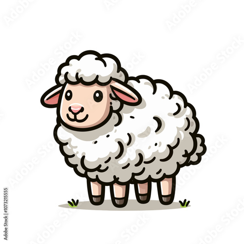 Cute little cartoon sheep character vector isolated illustration	
