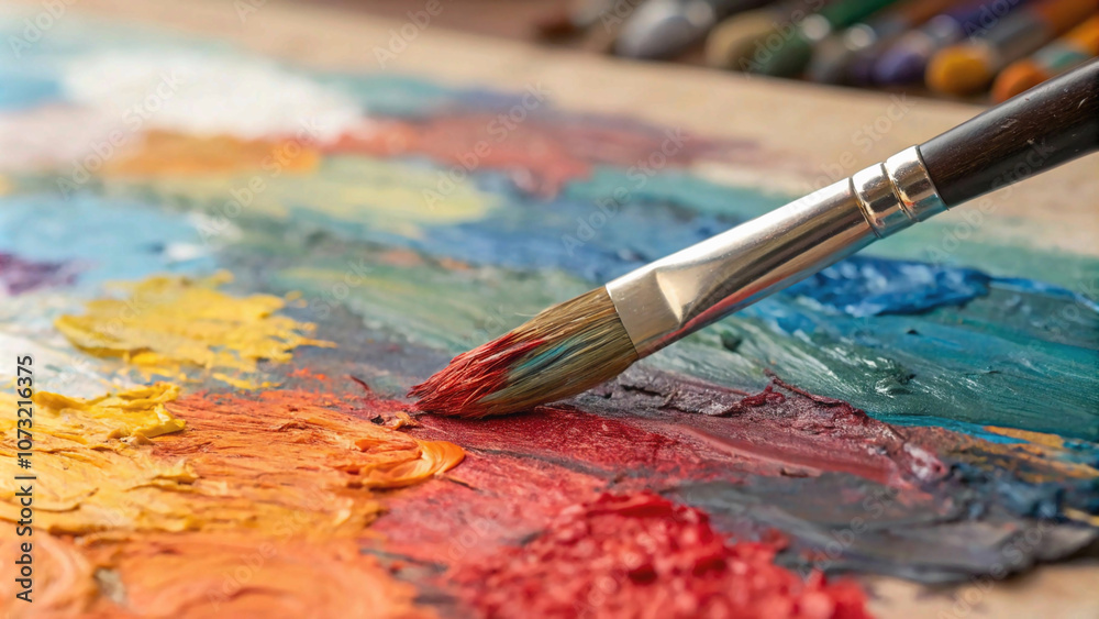 brushes and paints creative journey begins with a single stroke, as seen in this vibrant palette and brush ready for the artist’s touch. brushes and paints creative journey begins with a single stroke, as seen in this vibrant palette and brush ready for the artist’s touch.