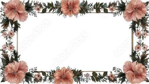  A rectangle frame of rose petals with transparent background