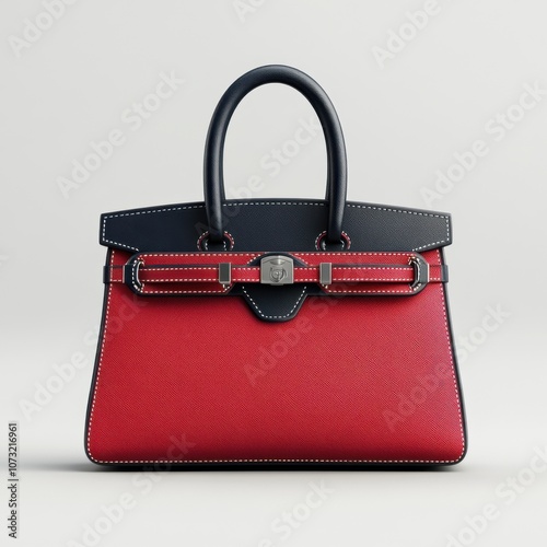 A luxurious red and black handbag featuring an elegant design and structured shape, perfect for stylish accessories.