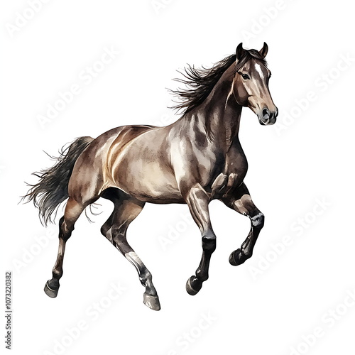 a beautiful horse full body on a white background