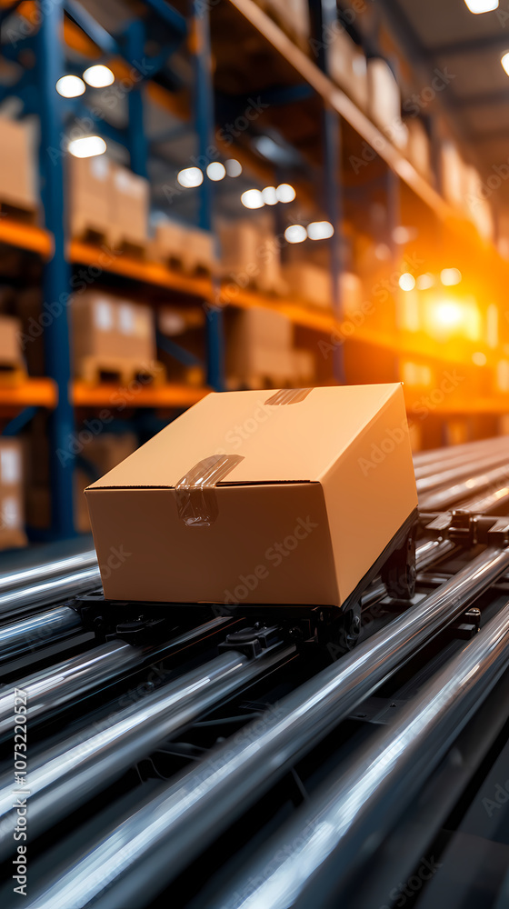 A high-tech warehouse with smooth inventory flow, displaying digital systems and optimizing stock movement A high-tech warehouse with smooth inventory flow, displaying digital systems and optimizing stock movement