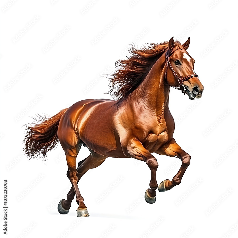 Fototapeta premium a beautiful horse full body on a white background