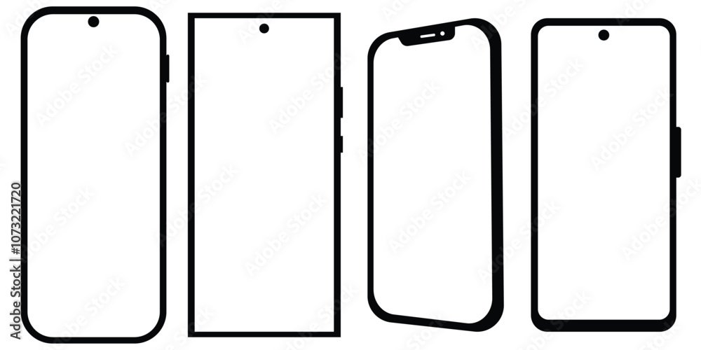 Set of Realistic smartphone mockup. Mobile phone icon with blank display in a flat style vector illustration. Set of Realistic smartphone mockup. Mobile phone icon with blank display in a flat style vector illustration.