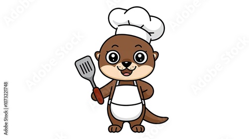 Cute otter wild animal cartoon sticker. made with generative Ai