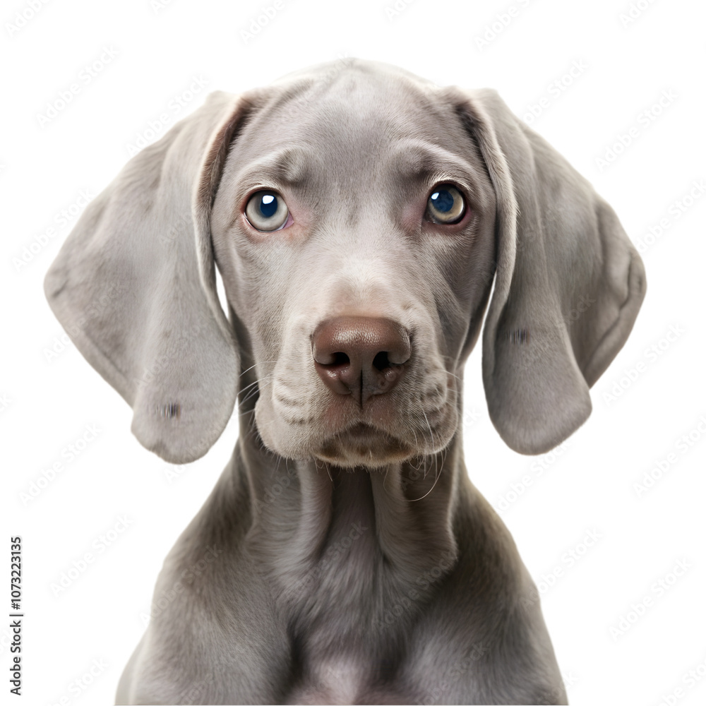 Fototapeta premium grey little Weimaraner puppy portrait isolated on transparent background