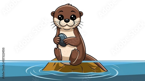 Cute otter wild animal cartoon sticker. made with generative Ai