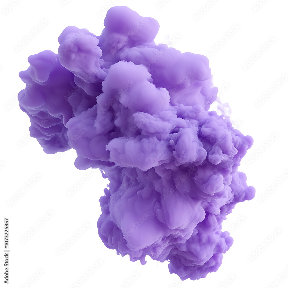Obraz premium 3D purple smoke cloud on a white background