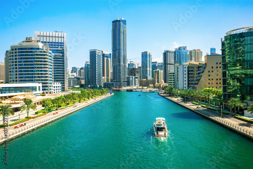 Canvas Print Beautiful view of Dubai Marina in sunny day in the United Arab Emirates