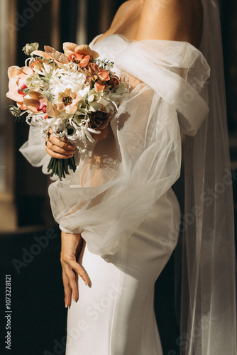 bride and groom holding hands